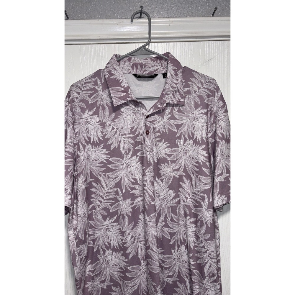 Travis Mathew Leaf Print Sea Journey Polo Golf‎ Purple White XL